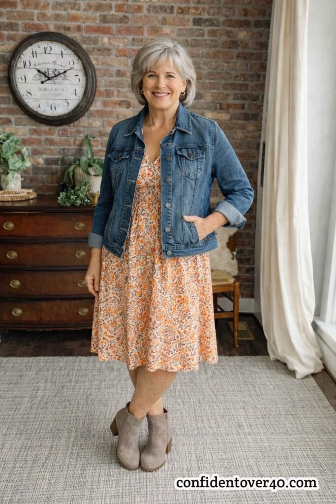 Midi Dress and Denim Jacket